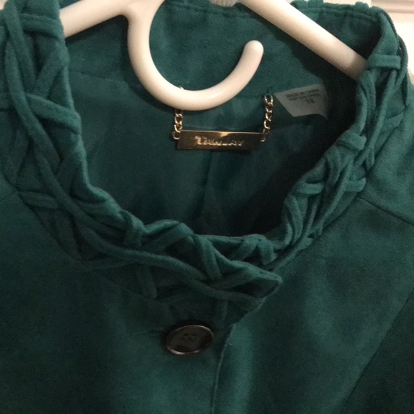 Emerald/forest green microsuede fabric blazer - Picture 3 of 8